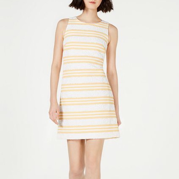 Vince Camuto Petite Metallic Stripe Brocade Dress - Picture 8 of 8